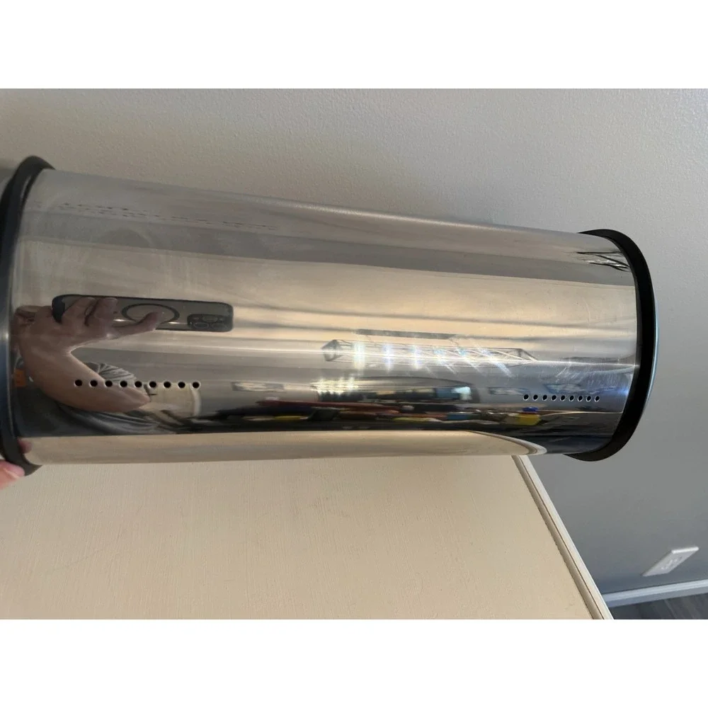 Vintage Retro Mod Stainless Steel Chrome Metal Roll Top Rounded Dome Bread‎ Box